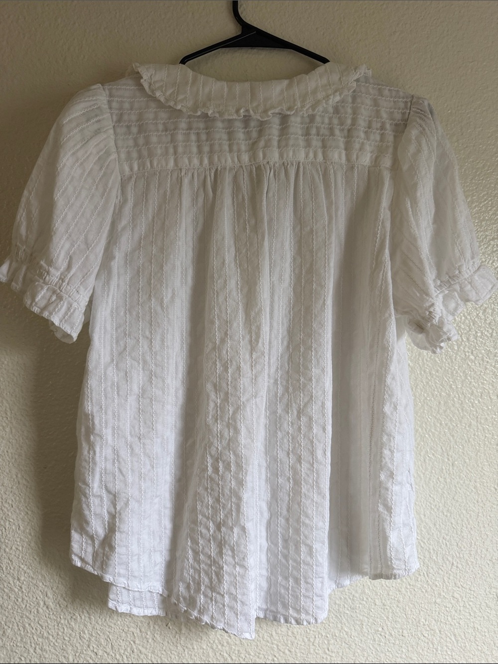 Quince Embroidered Cotton Ruffle Collar Short Sleeve Blouse size XL - Picture 4 of 5
